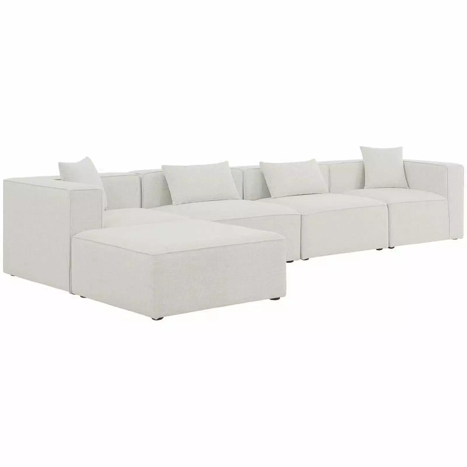 Meridian Furniture Cube Cream Durable Linen Modular Sectional Stylish Living Room Sofa