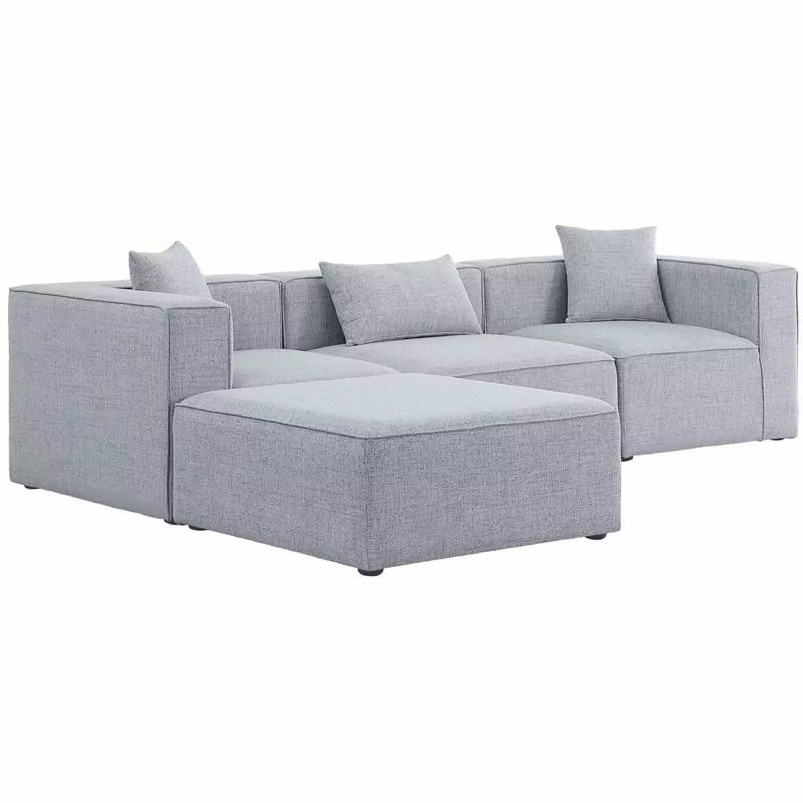 Meridian Furniture Cube Grey Durable Linen Modular Sectional Contemporary Living Room