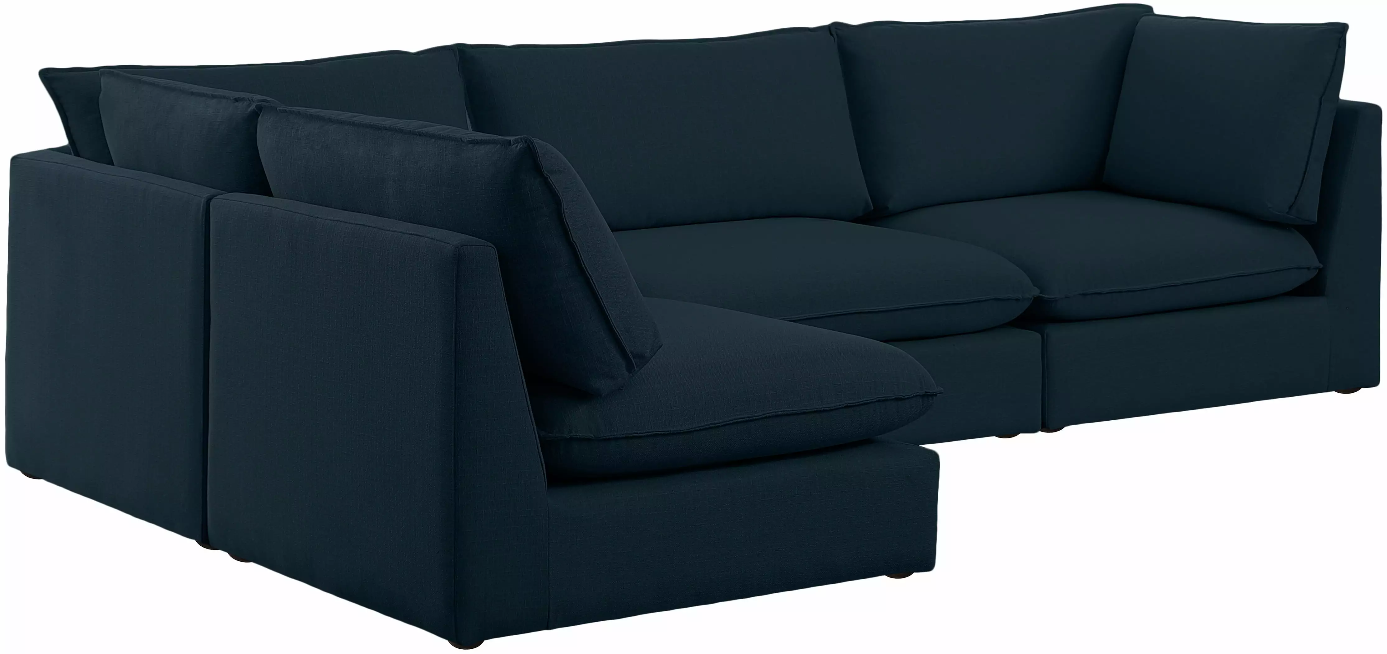 Meridian Furniture Mackenzie Navy Durable Linen Textured Modular Sectional Sofa