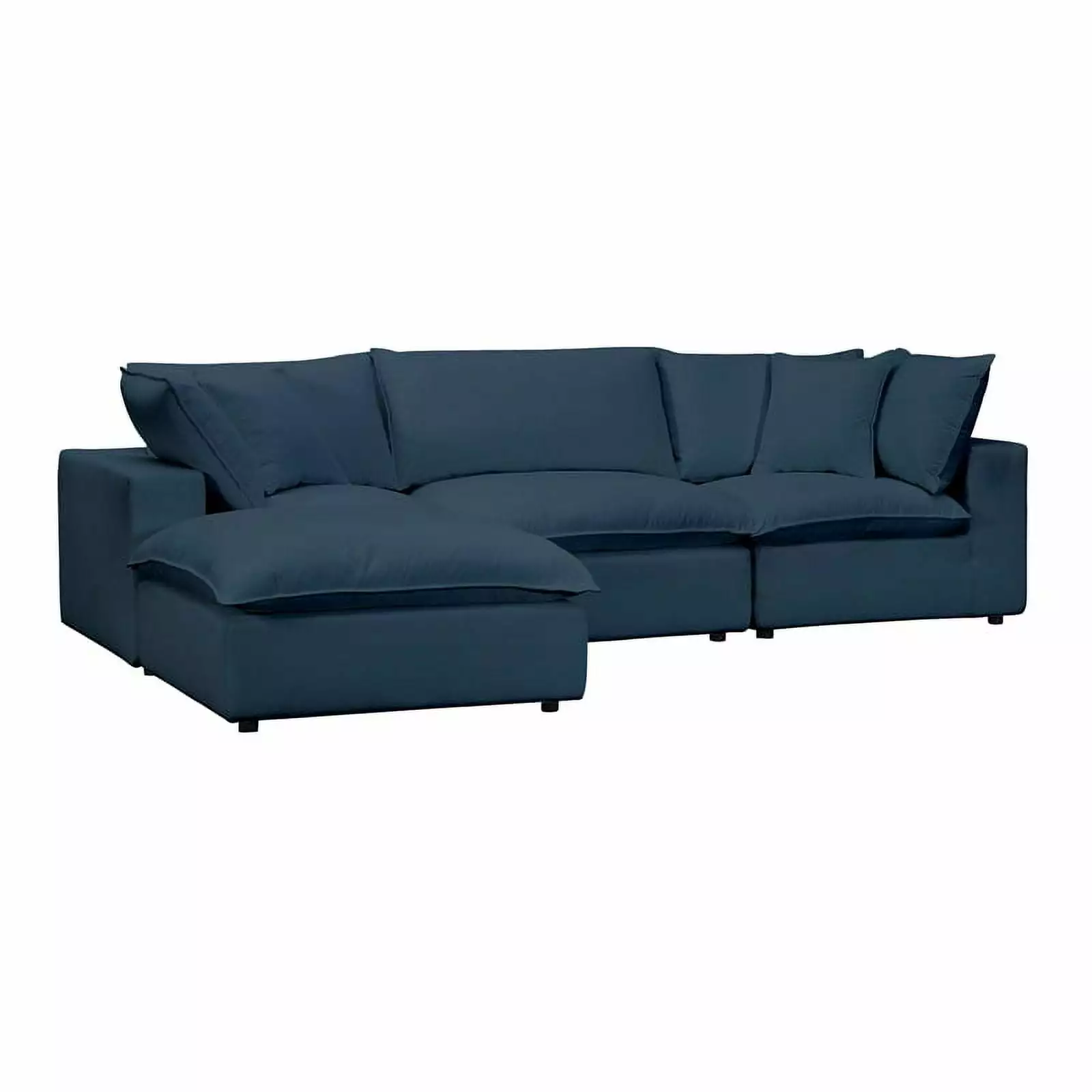 Pemberly Row Modern Navy 4-Piece Upholstered Modular Sectional Sofa