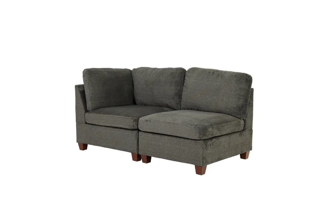 Modular Set 2 Piece Gray Chenille Primary Living Space Firm Cushions poundex