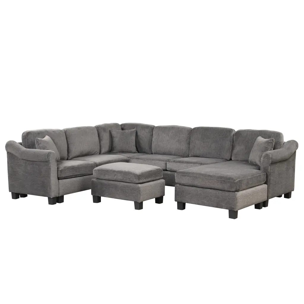 122.1 Inch 4Pcs Sectional Sofa Ottoman Right Side Chaise rnb