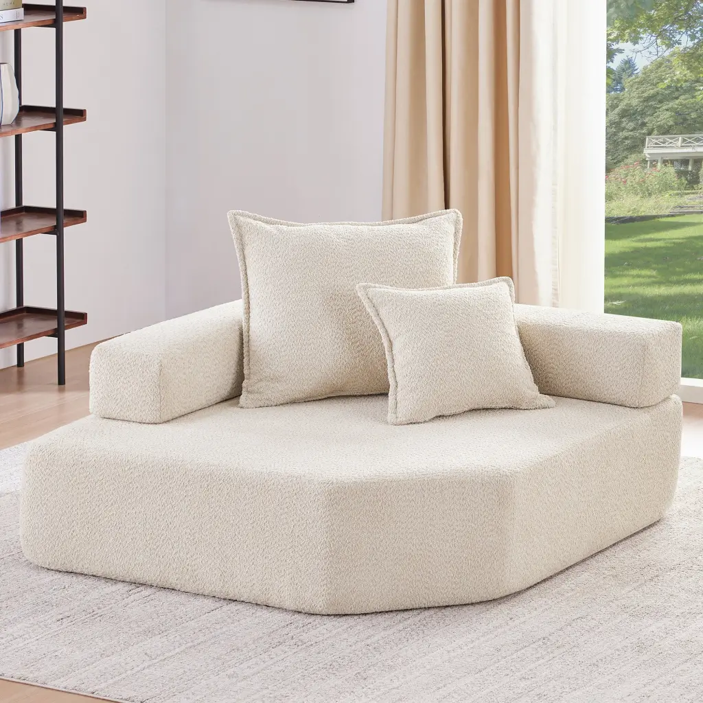 Corner Frame Oversized Modular U Influenced Sectional Sofa Premium Boucle Fabric rnb