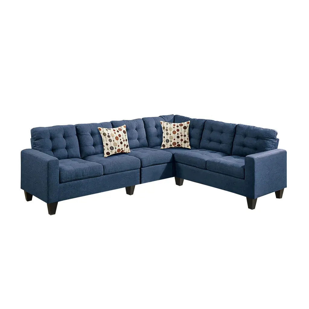 4 Piece Polyfiber Modular Sectional Sofa Navy Navy Cushion Back L Shaped Couch simple relax