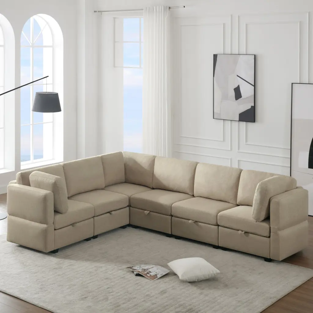 L Influenced Modular Sectional Corner Sofa Couch 6 Seat ui furniture