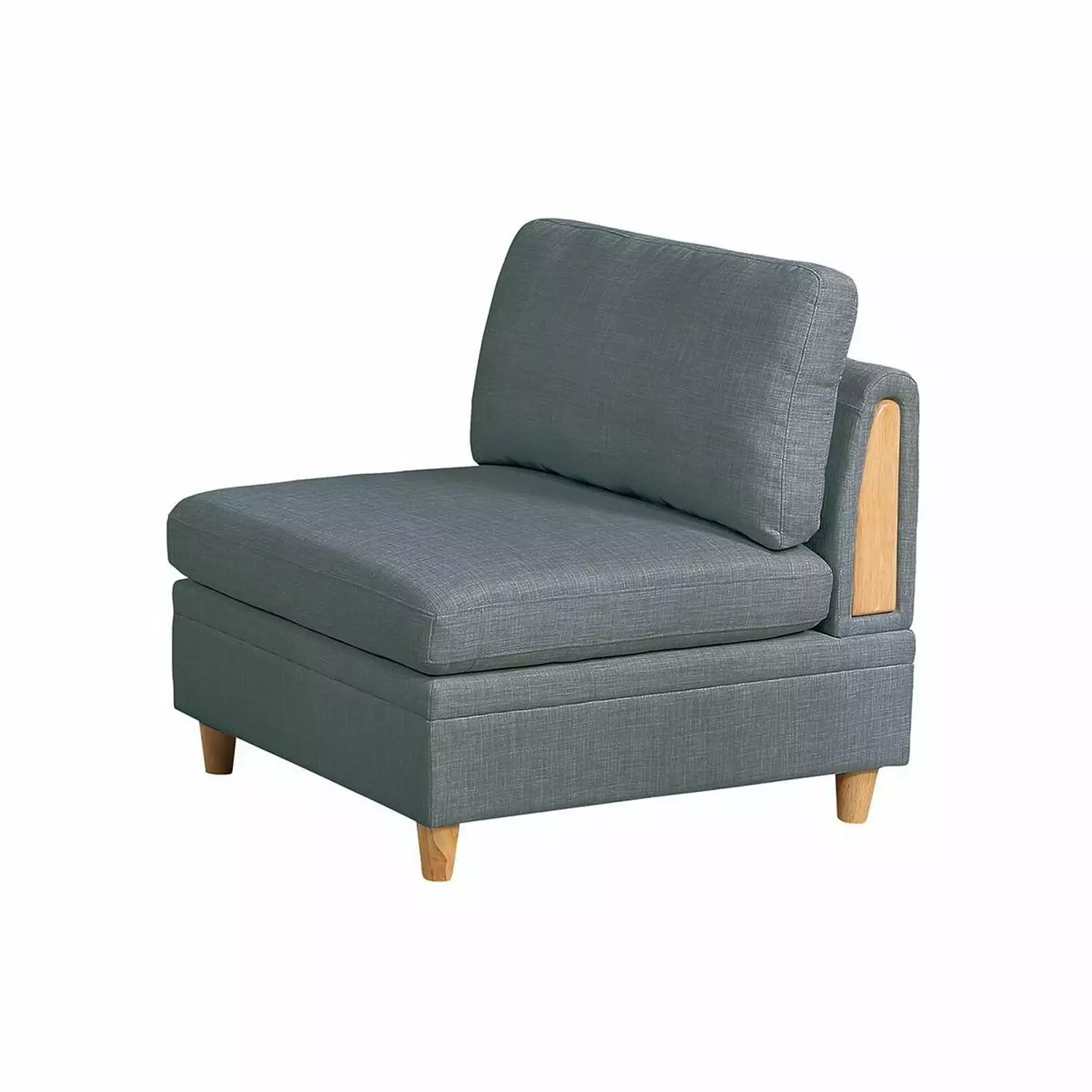 Benjara Gimy 37 Inch Modular Armless Sofa Chair Gray Dorris Upholstery Wood Frame