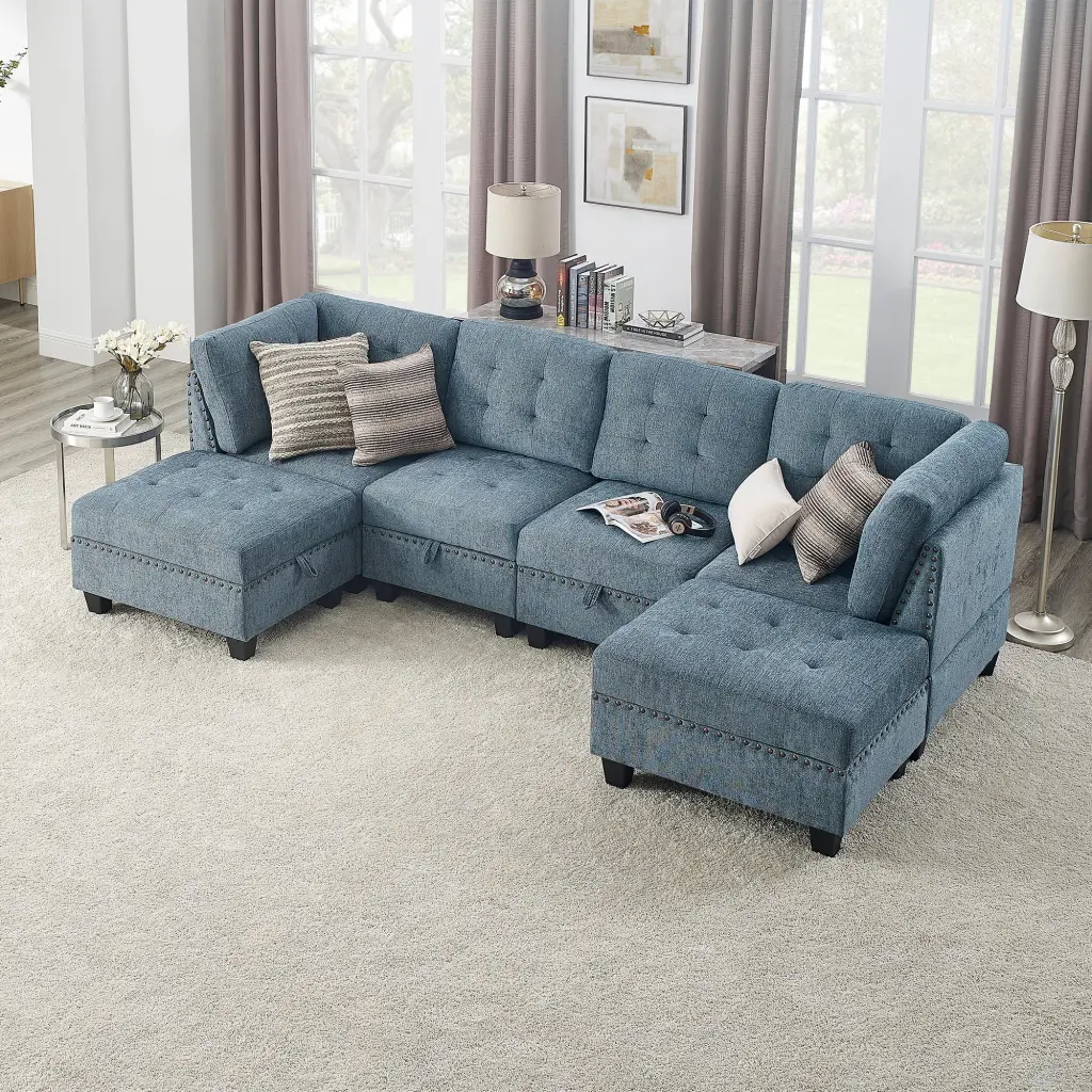 U-Shaped Modular Sectional Sofa DIY Combination Two Single Chairs chuangyuan smart home
