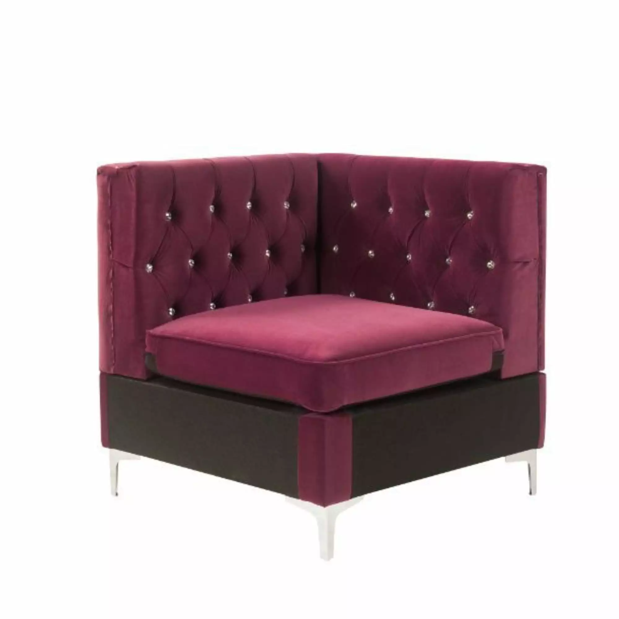Ergode Modular Wedge Burgundy Velvet Sectional Sofa Stylish Living Room Furniture