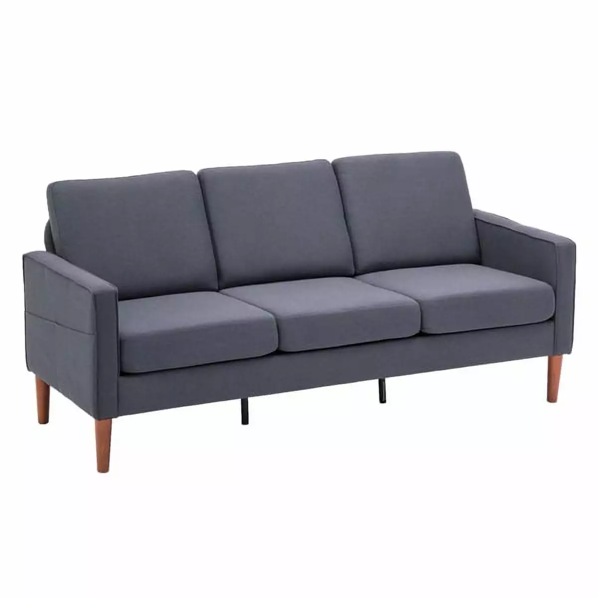 Fithood Modular Sofa Solid Wood Legs and Linen Upholstery Dark Color Indoor Use