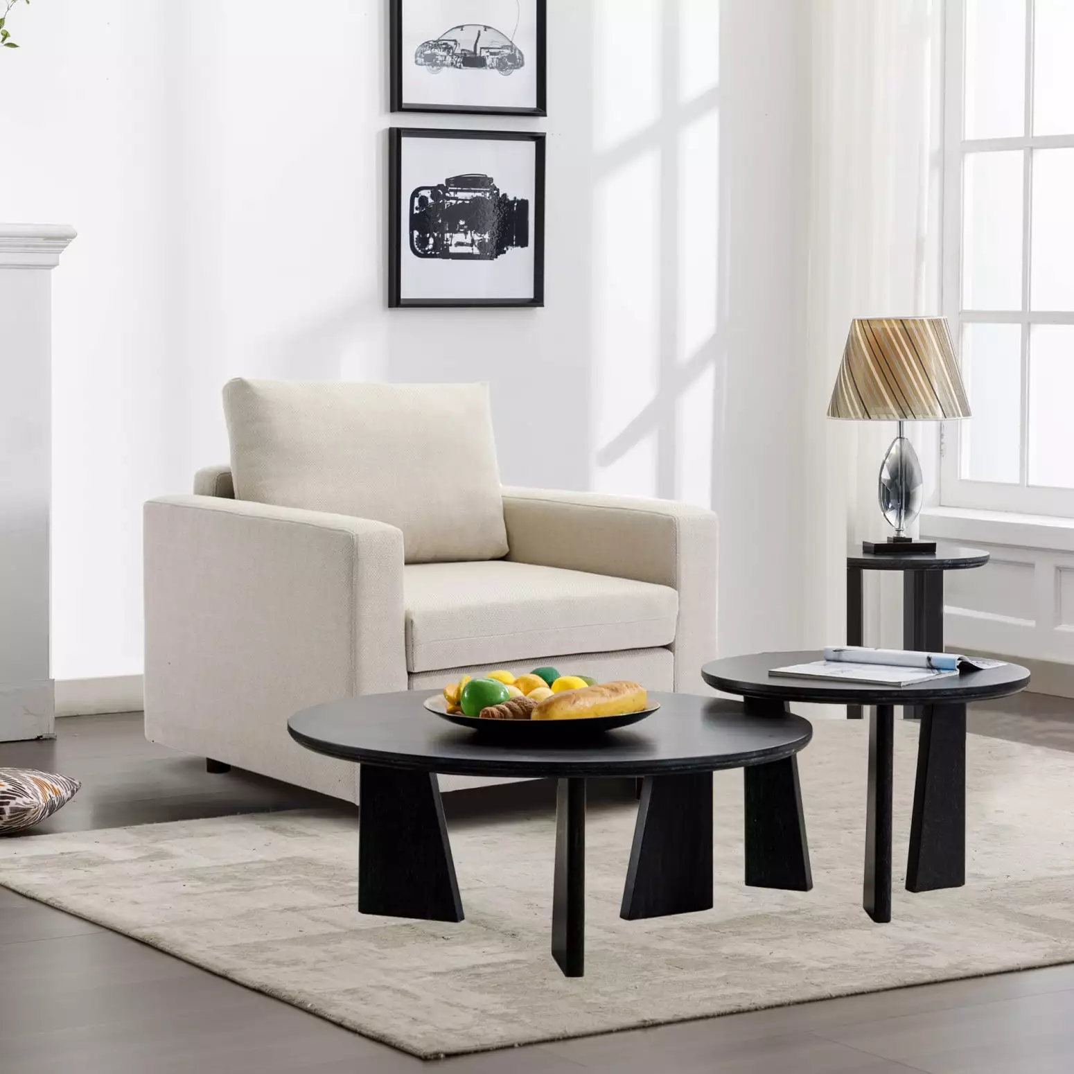 Cream Single Seat Modular Sofa Sectional Couch Modern Linen Upholstery and Square Arms HATNOKIL