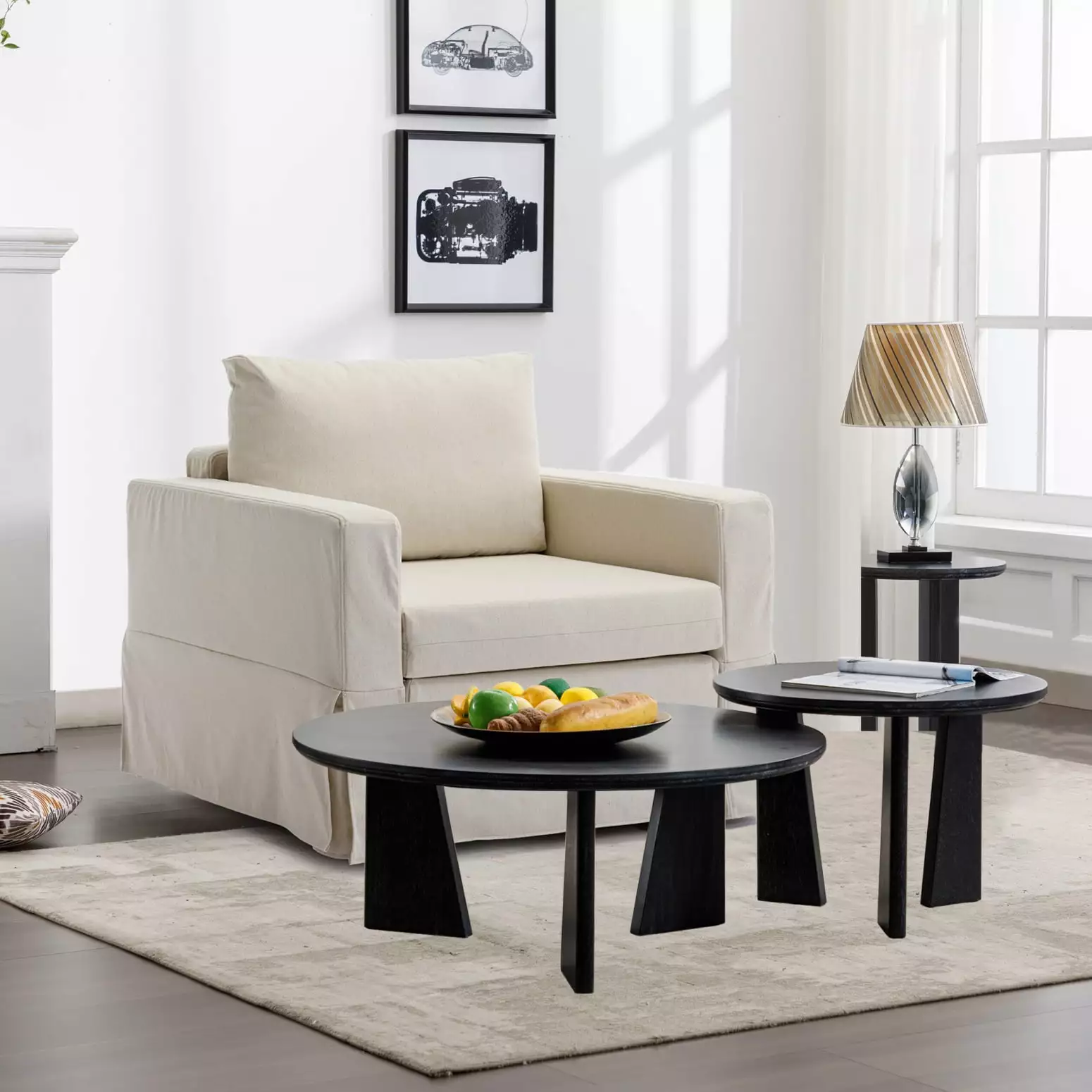 Elegant Cream Linen Single Seat Modular Sofa Sectional Couch Removable Washable Cushions HATNOKIL