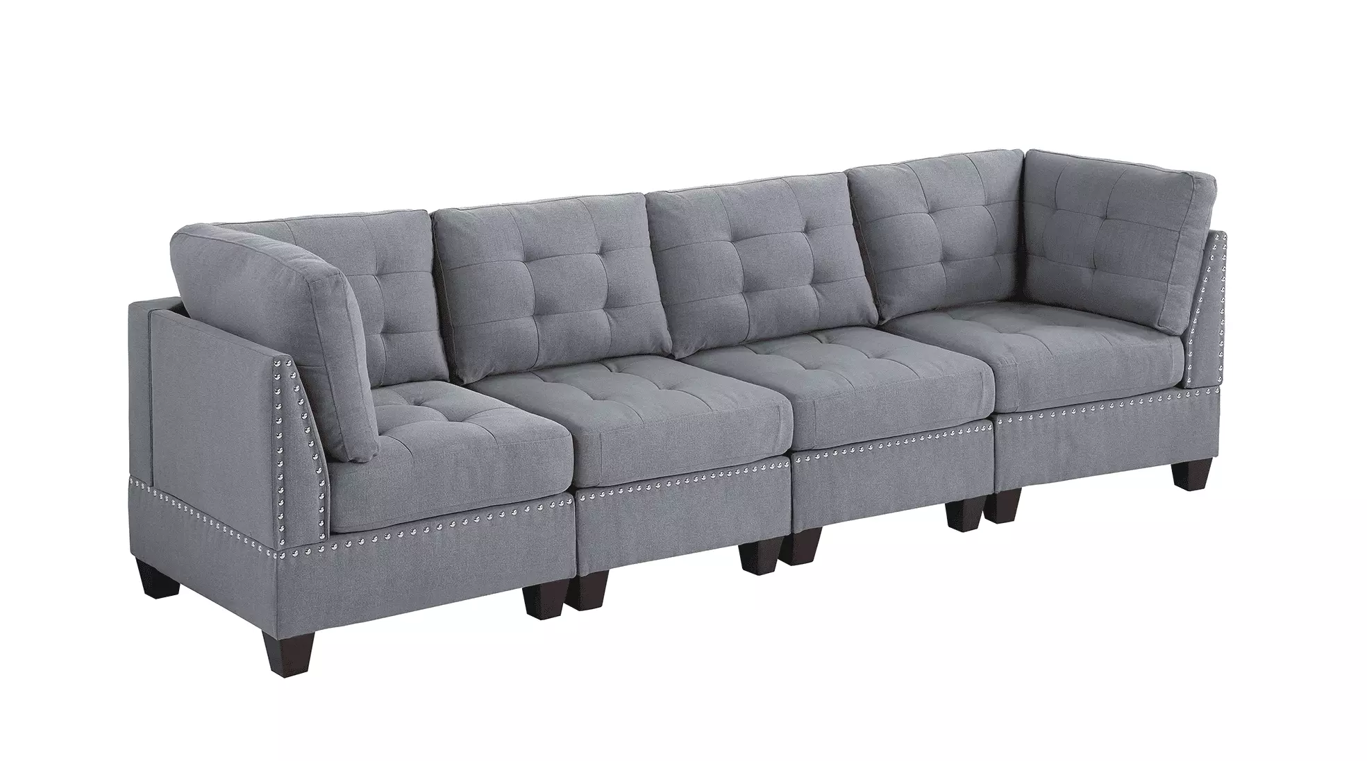 Modern Modular Sectional Sofa Set 4Pc Gray Jamini
