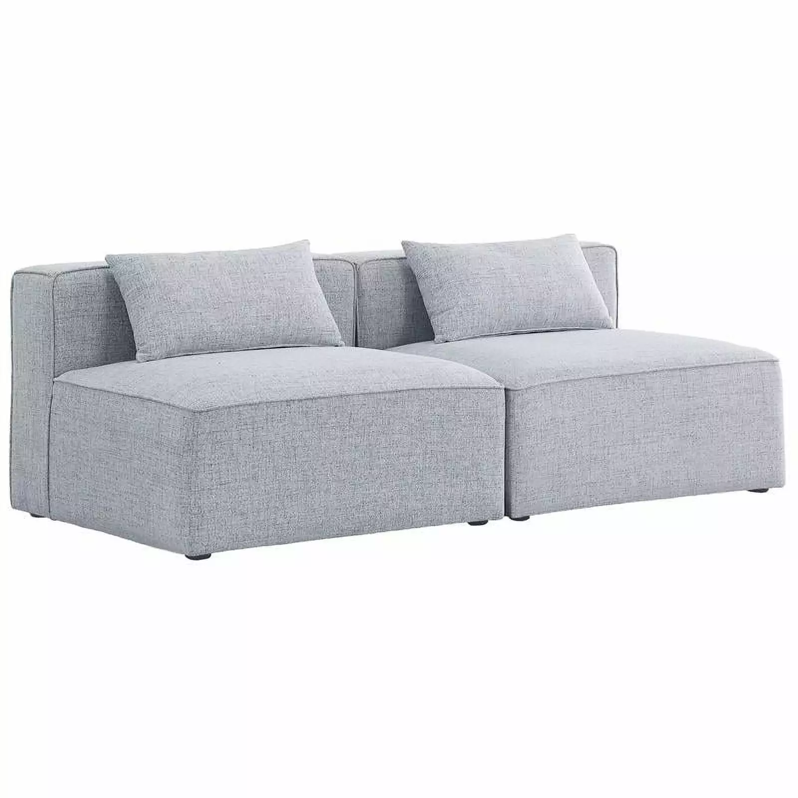 Maklaine Contemporary 72 Inch Modular Sofa Grey Durable Linen Living Room Furniture