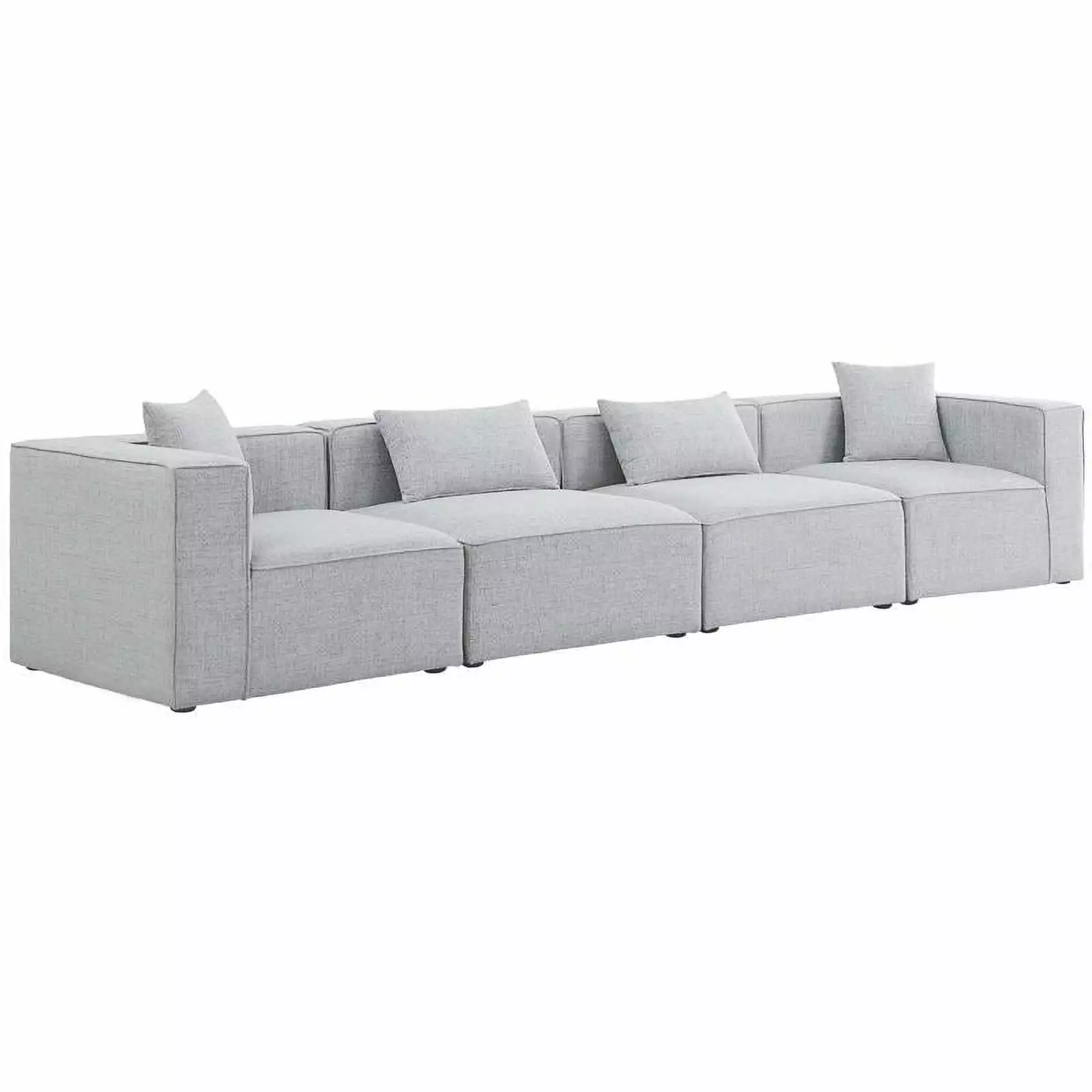 Meridian Furniture Cube Grey Durable Linen Modular Sofa Living Room