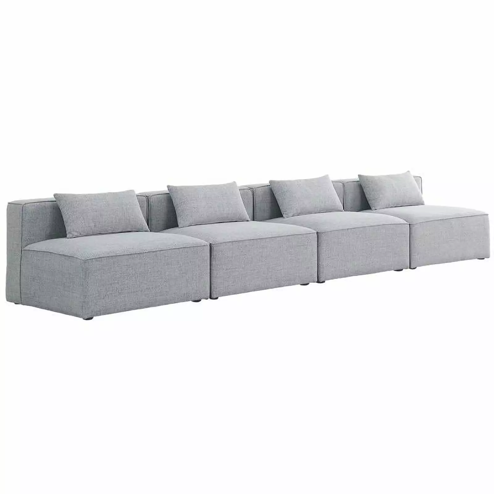 Meridian Furniture Cube Grey Durable Linen Modular Sofa Living Room