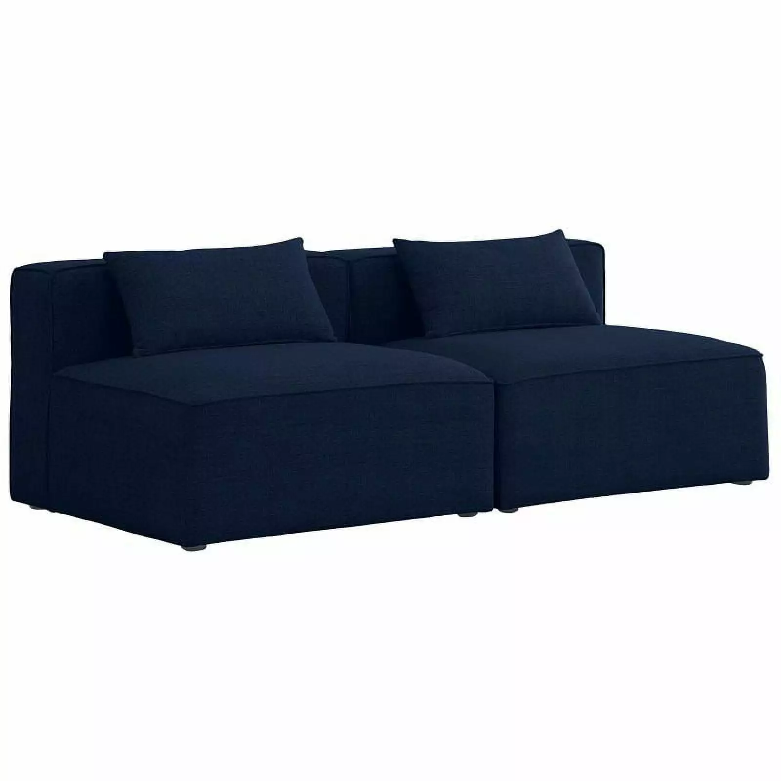 Meridian Furniture Cube Navy Durable Linen Modular Sofa Stylish Living Room Seating