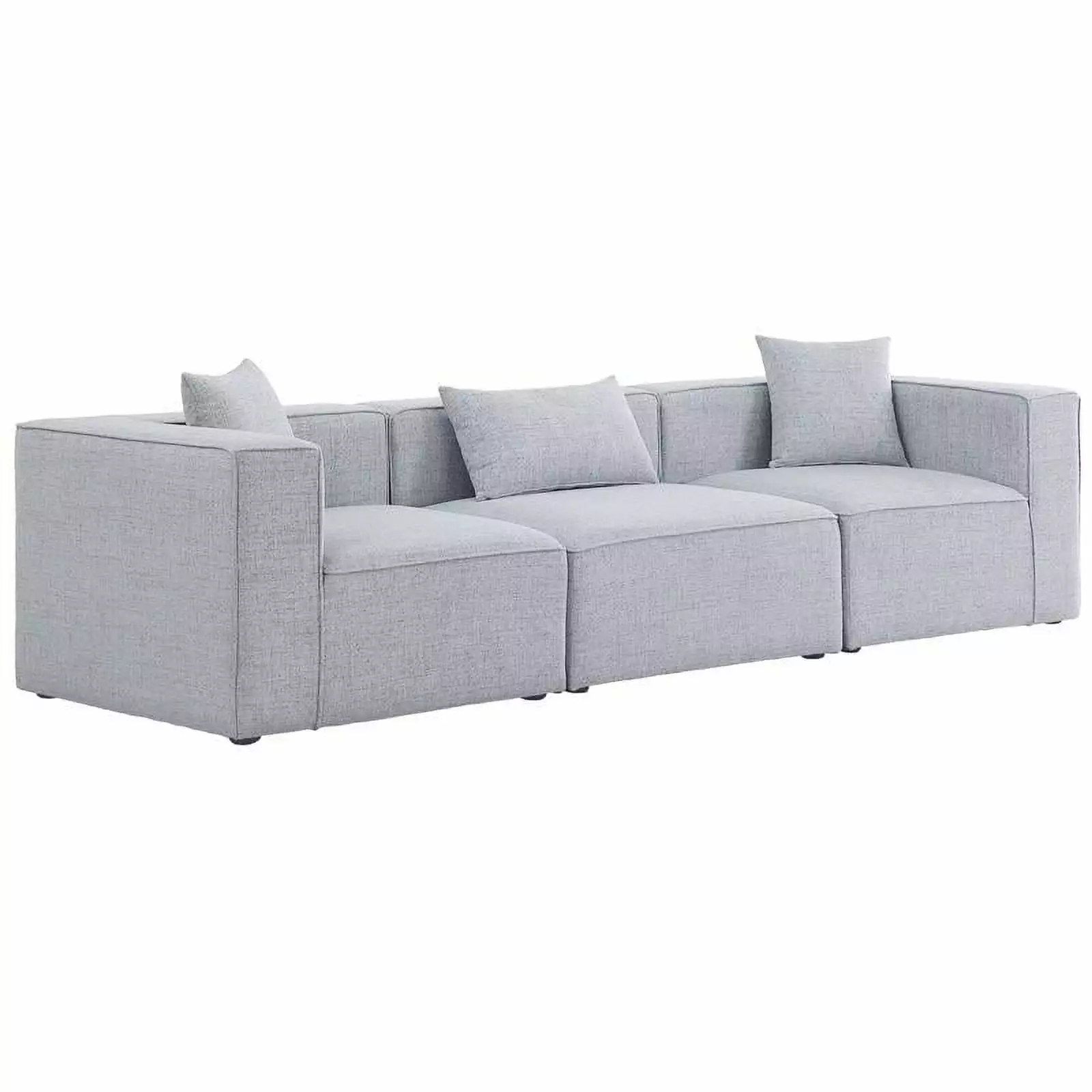 Pemberly Row Modern Gray Durable Linen Modular Sofa Contemporary Design