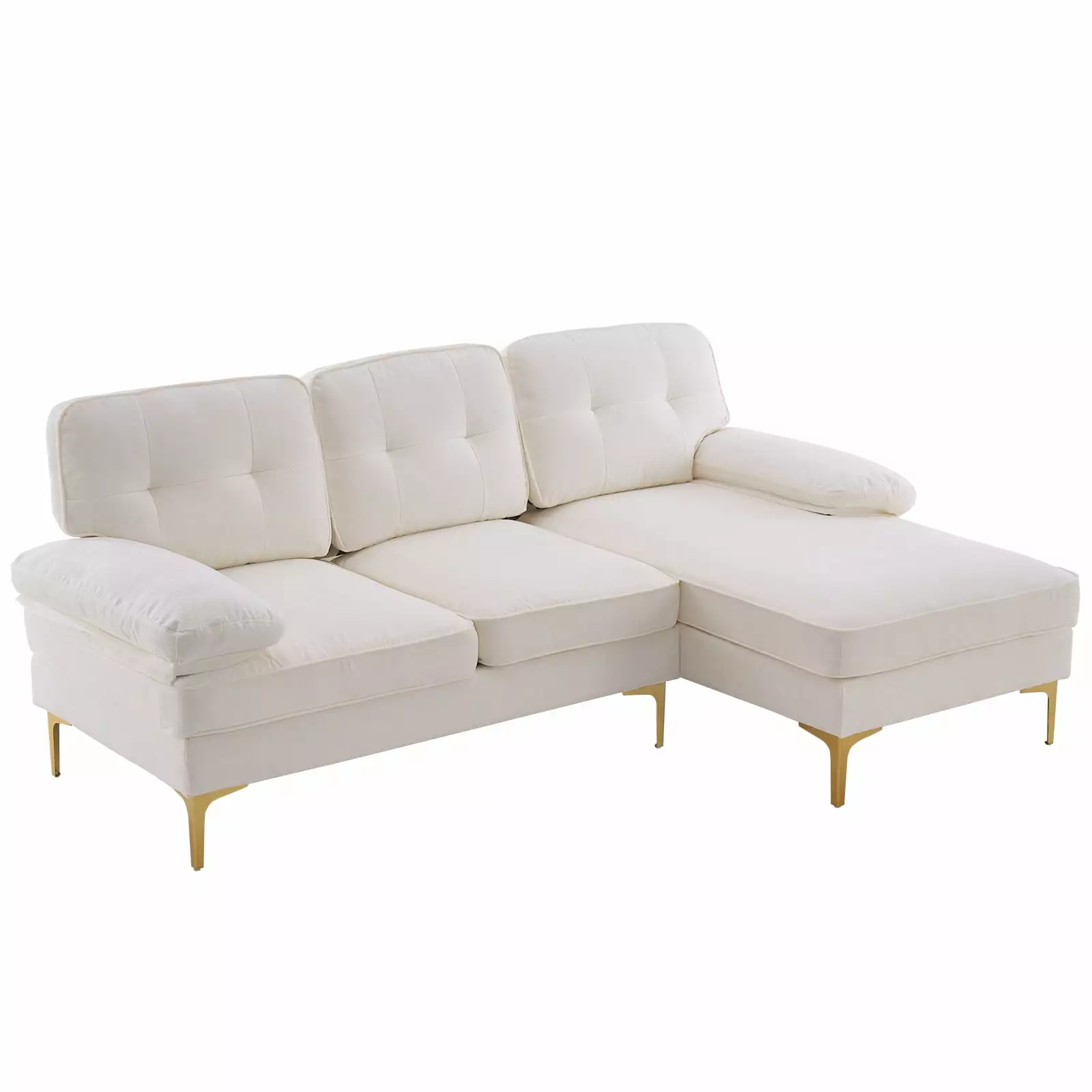 Three-Seat Modular Sofa Beige Simple Stylish Design Comfortable Durable Modern Living Room Pevor