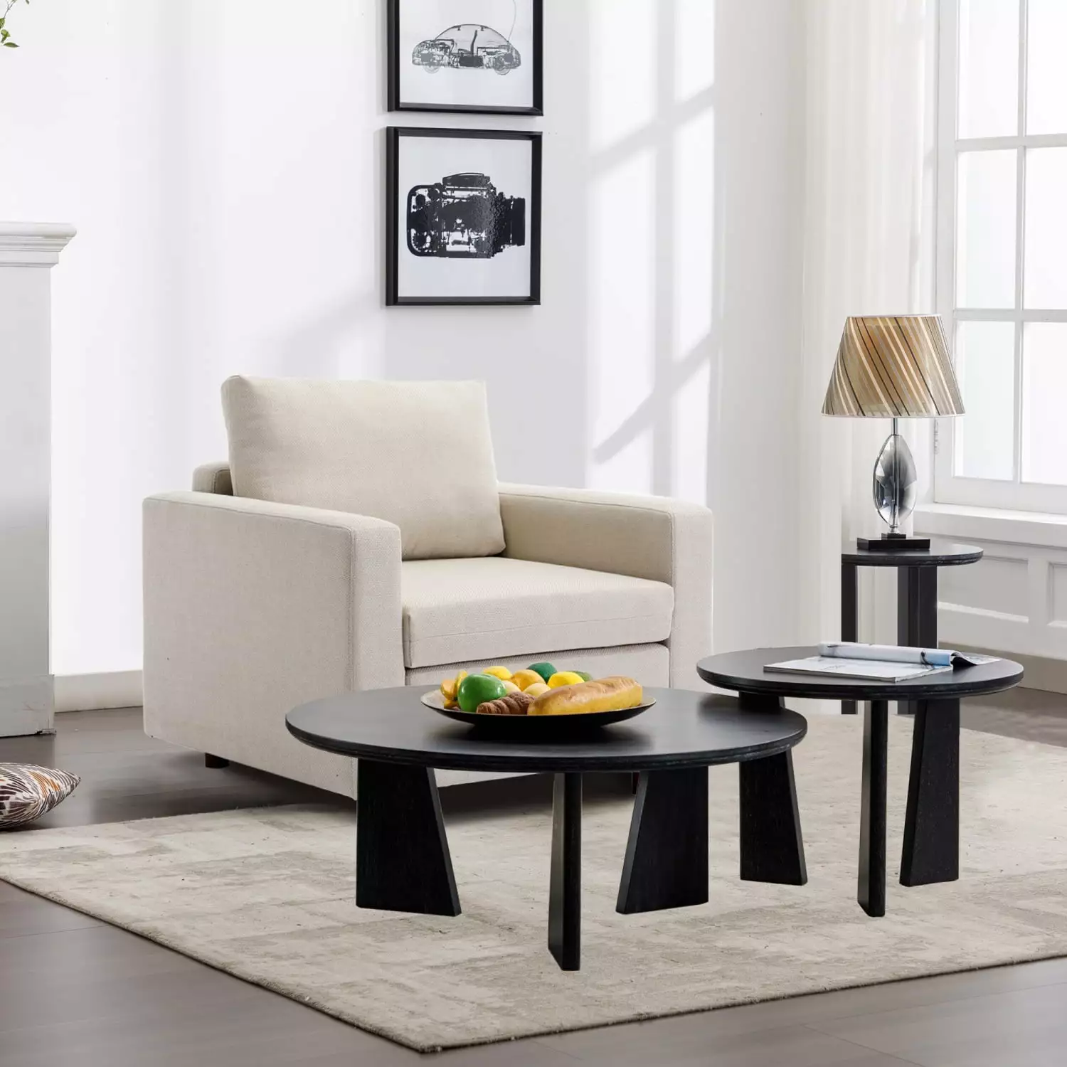 Cream Single Seat Modular Sofa Sectional Couch Modern Linen Upholstery and Soft Foam Filling Ponnky