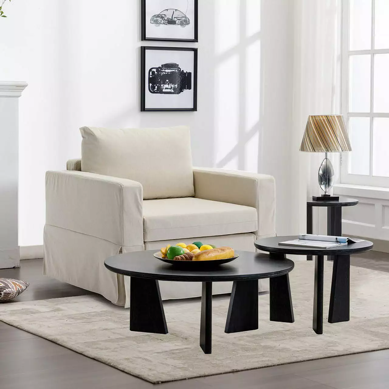Single Seat Modular Sofa Sectional Couch Cream Linen Removable Washable Cushions Ponnky