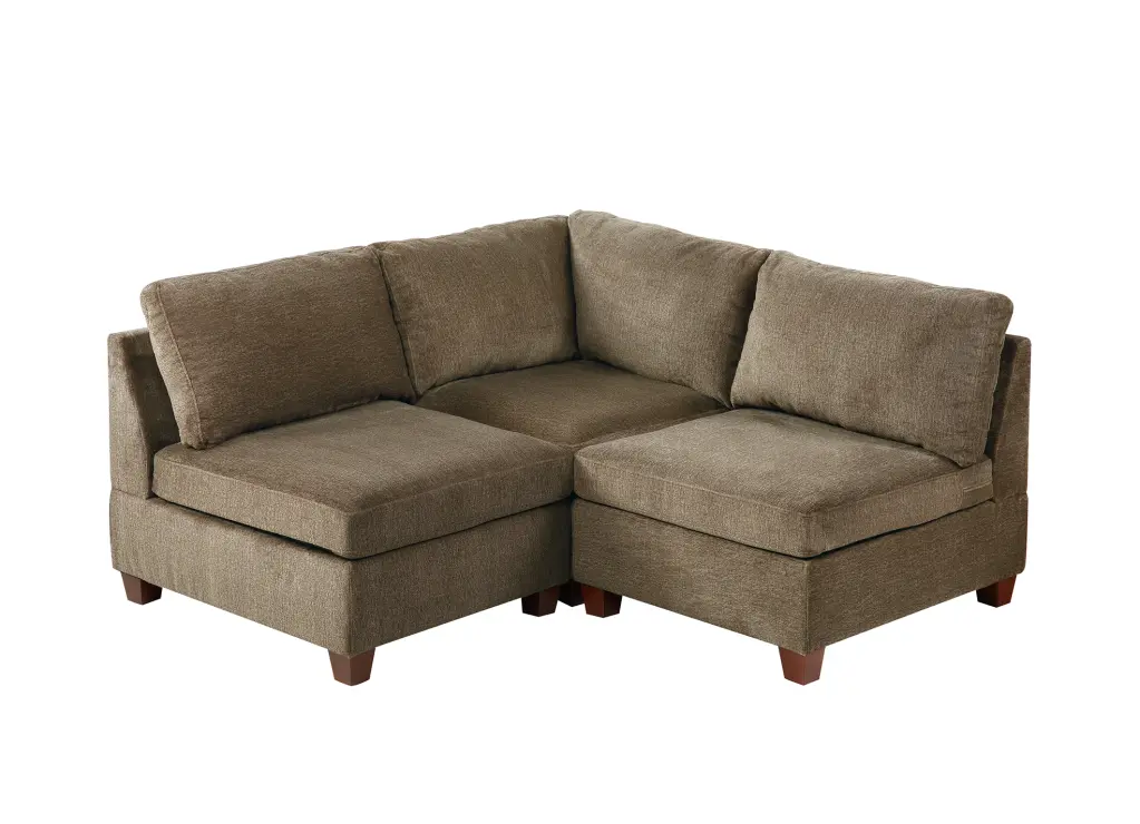 Modular Set 3Pc Tan Chenille Modern Living Room poundex