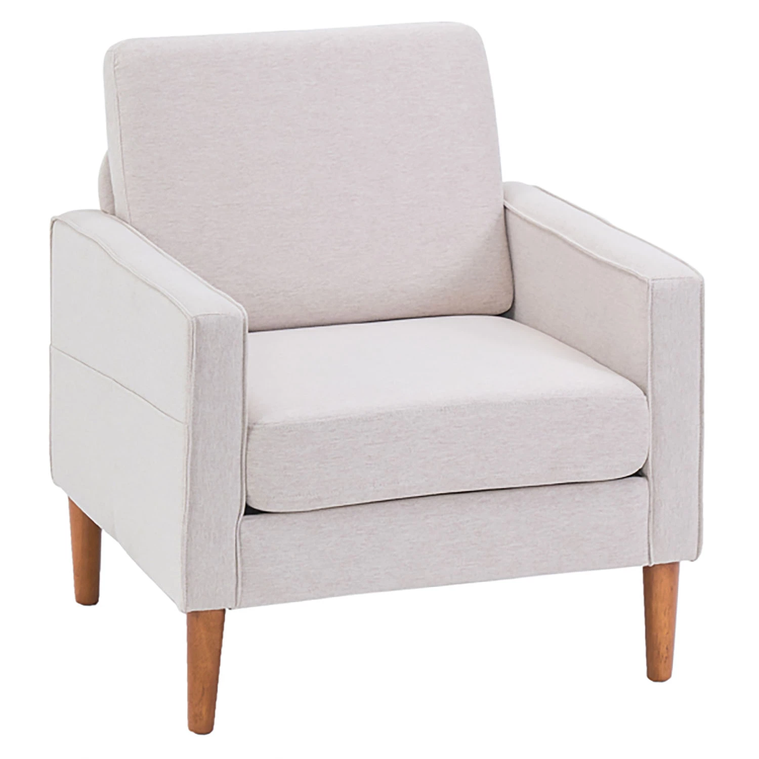 Bornmio 80x76x85cm Linen Modular Sofa Single Seat Solid Wood Legs Creamy White Living Room SaleYee