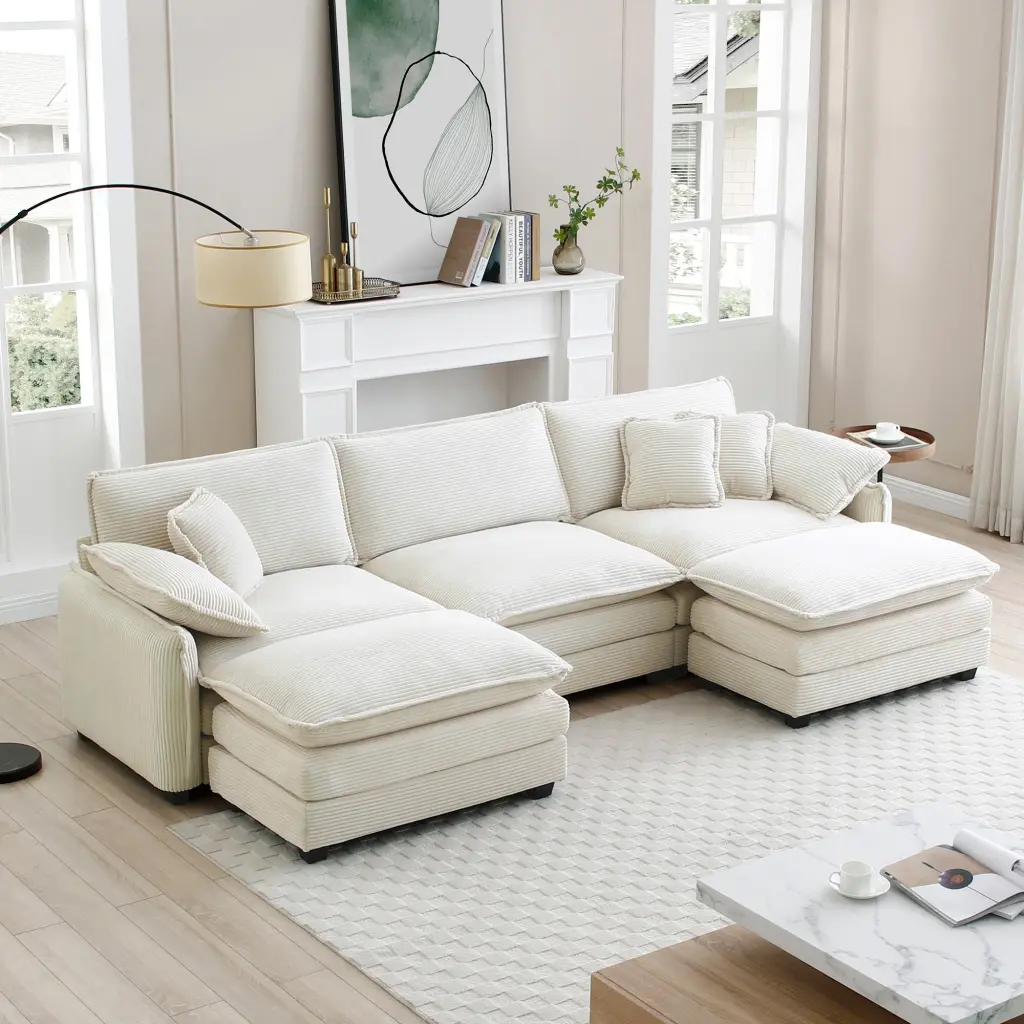 Oversized Modular Cushioned Sofa Convertible Ottoman 3 Seater ui furniture