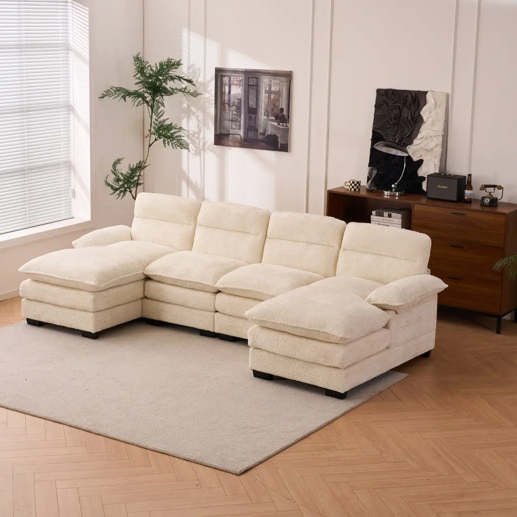 U Influenced Profile Sofa Set Two Single Seats and Two Chaise Modular Sectional w2363