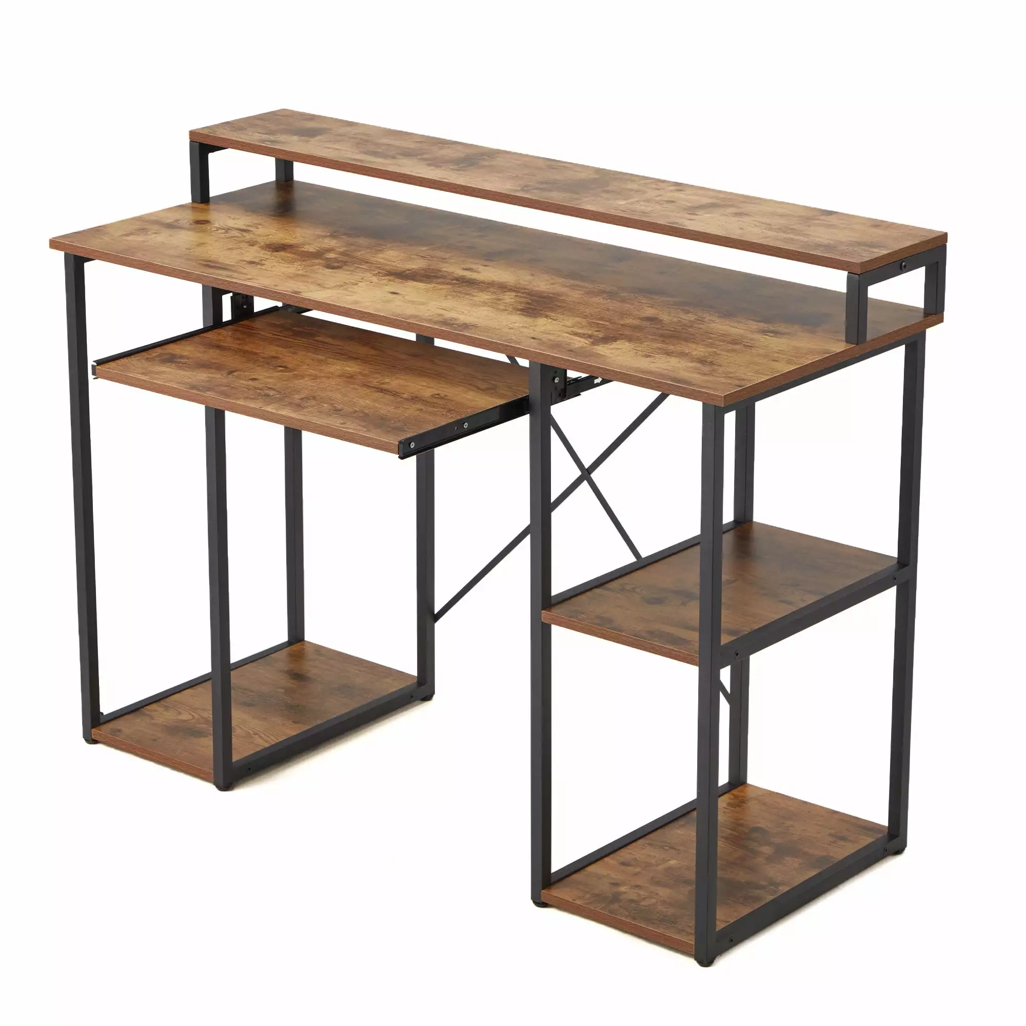 JOMEED Computer Desk Monitor Shelf At-Home Office Brown and Black