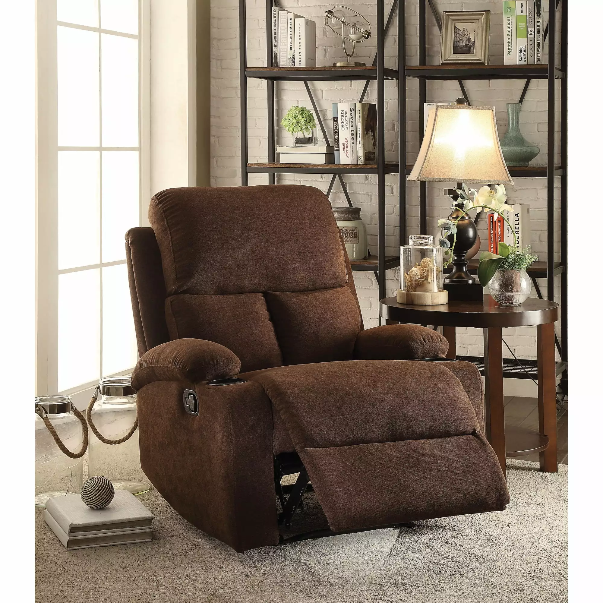 Ergode Recliner Chocolate Velvet Motion Feature