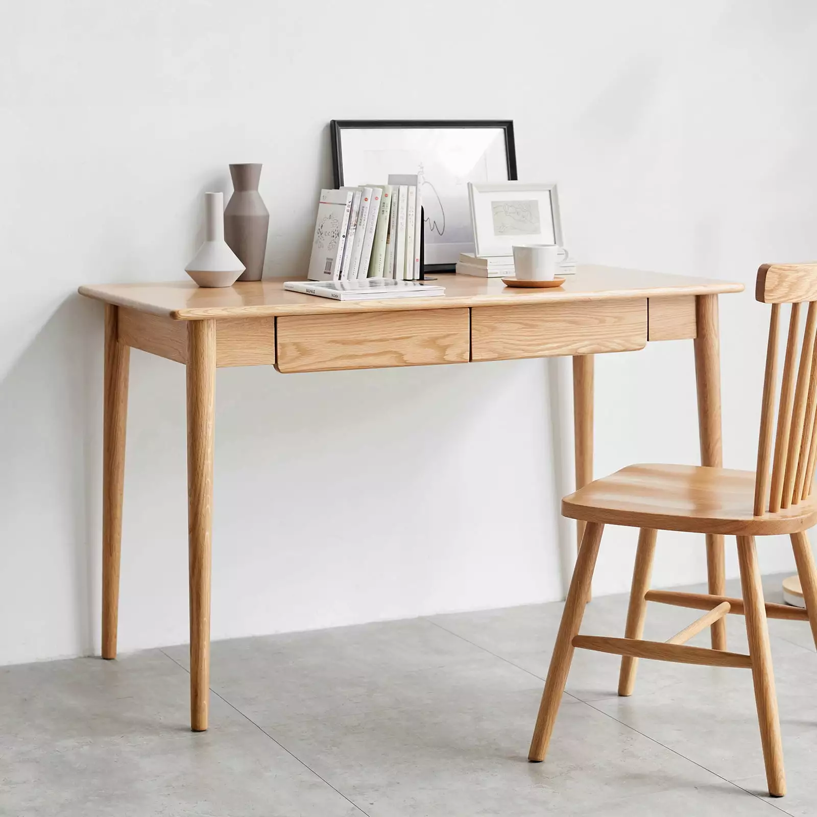 Computer Desk Home Office Table 2 Drawers Study Desk Wood PC Workstation Vanity Desk ARCTICSCORPION