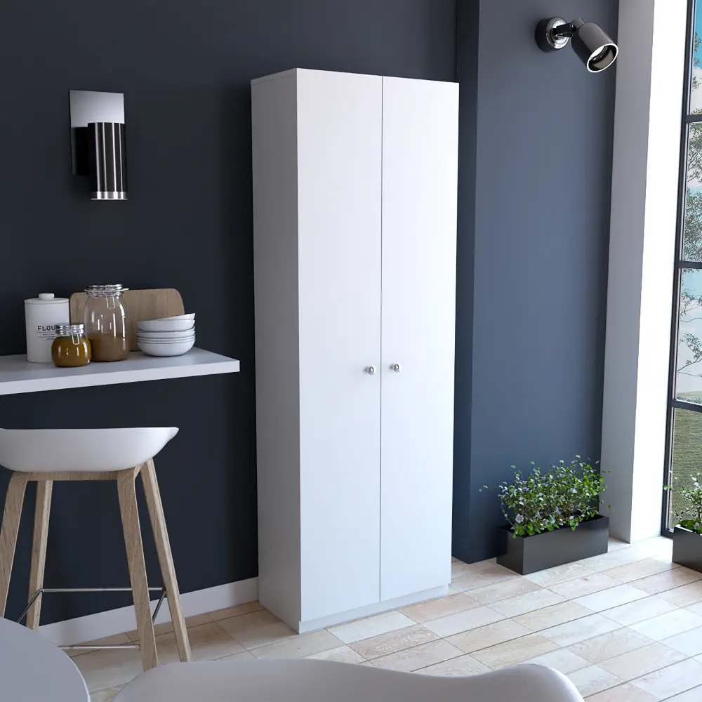 Multistorage Cabinet 71 Inch H Two Doors Five Internal Shelves White rta mubles colombia