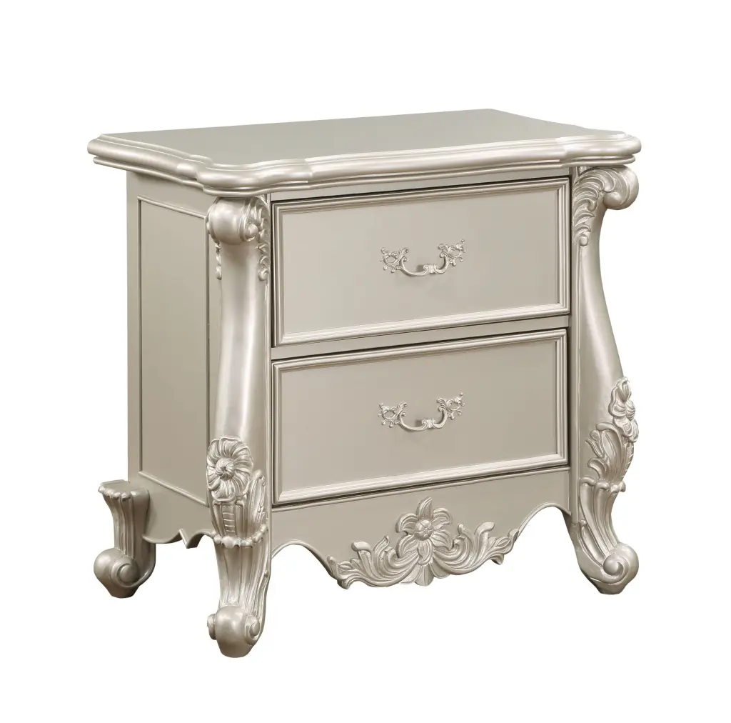 Bently Nightstand Champagne Finish Bd02290 Champagne Fabric acme onsite store