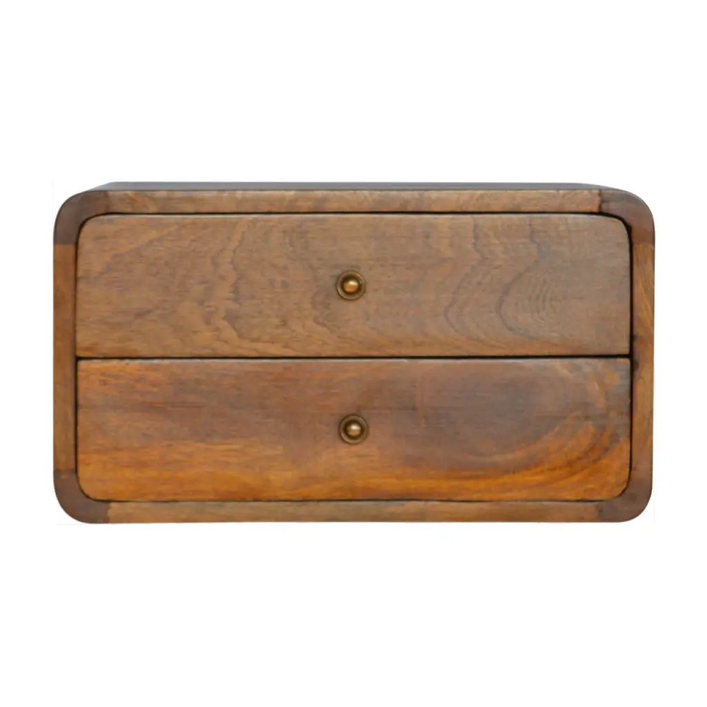 Floating Curved Chestnut Bedside Table Solid Wood Nightstand artisan furniture