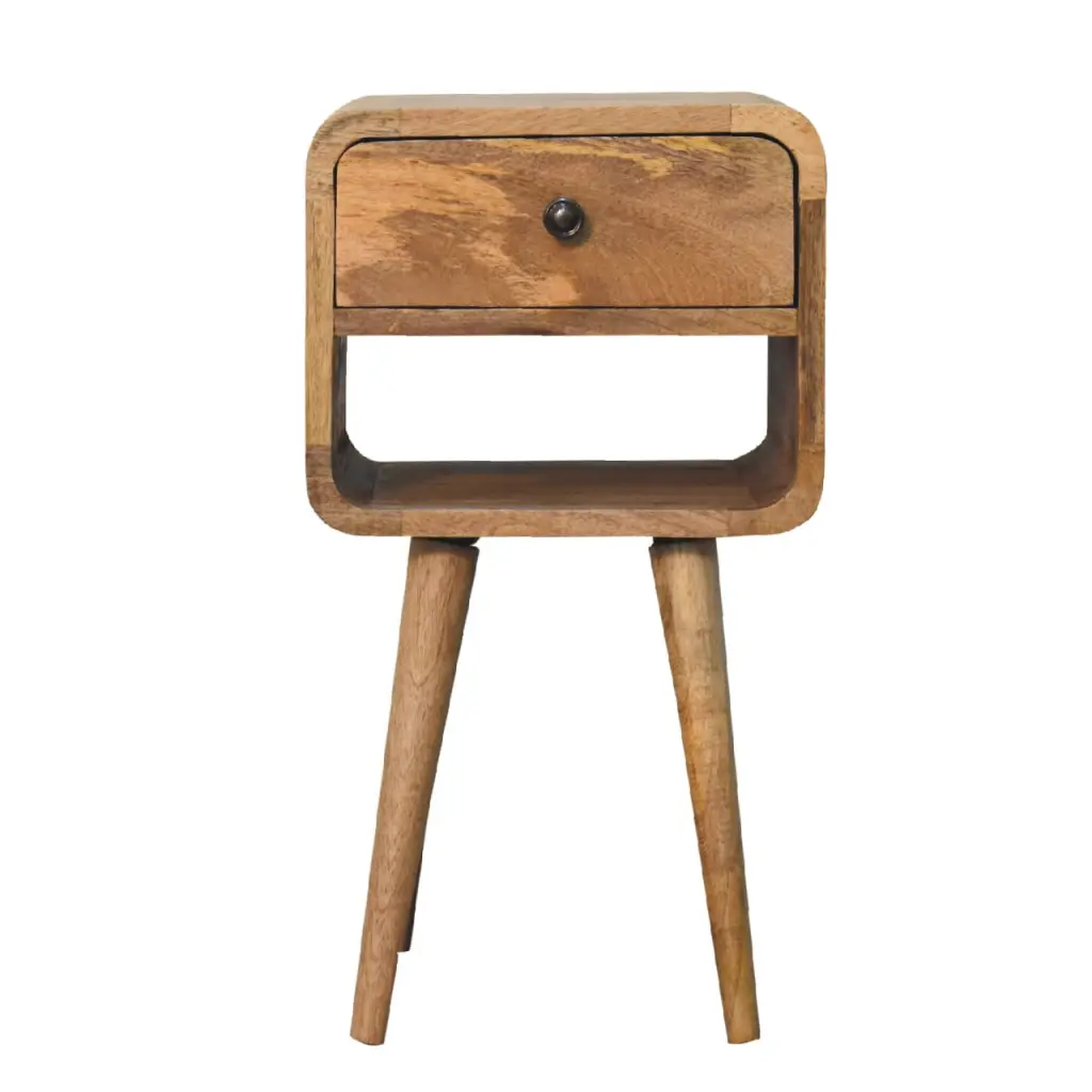 Mini Oak Ish Curve Lower Bedside Oak Solid Wood Nightstand artisan furniture