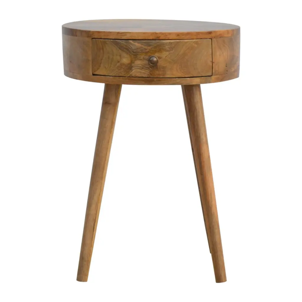 Nordic Circular Influenced Bedside Table Oak Solid Wood Nightstand artisan furniture