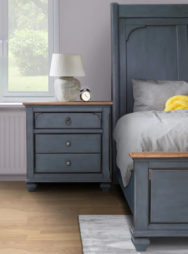 Americana Nightstand No Assembly Required Corduroy Blue Finish bridgevine home