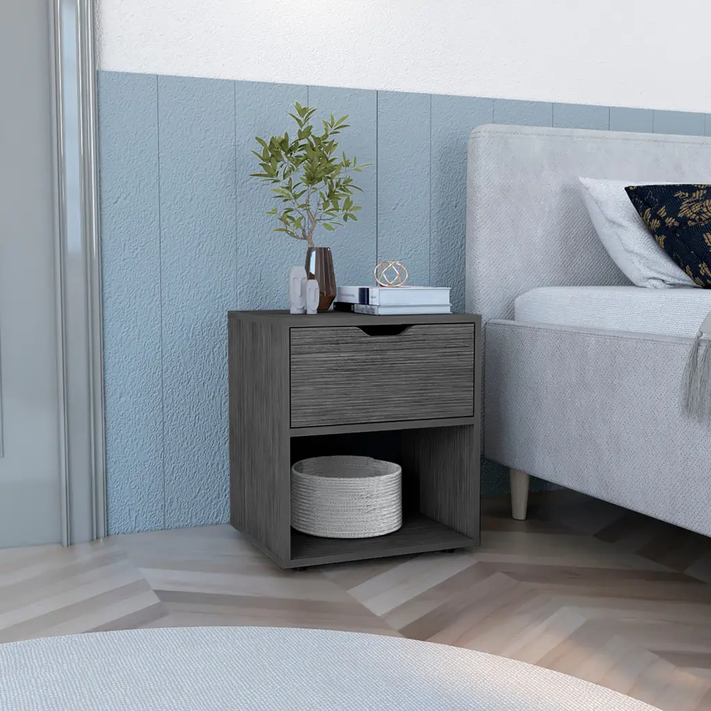 19.7 Inches H Nightstand End Table Open Shelf Light Gray Particle Board depot e-shop