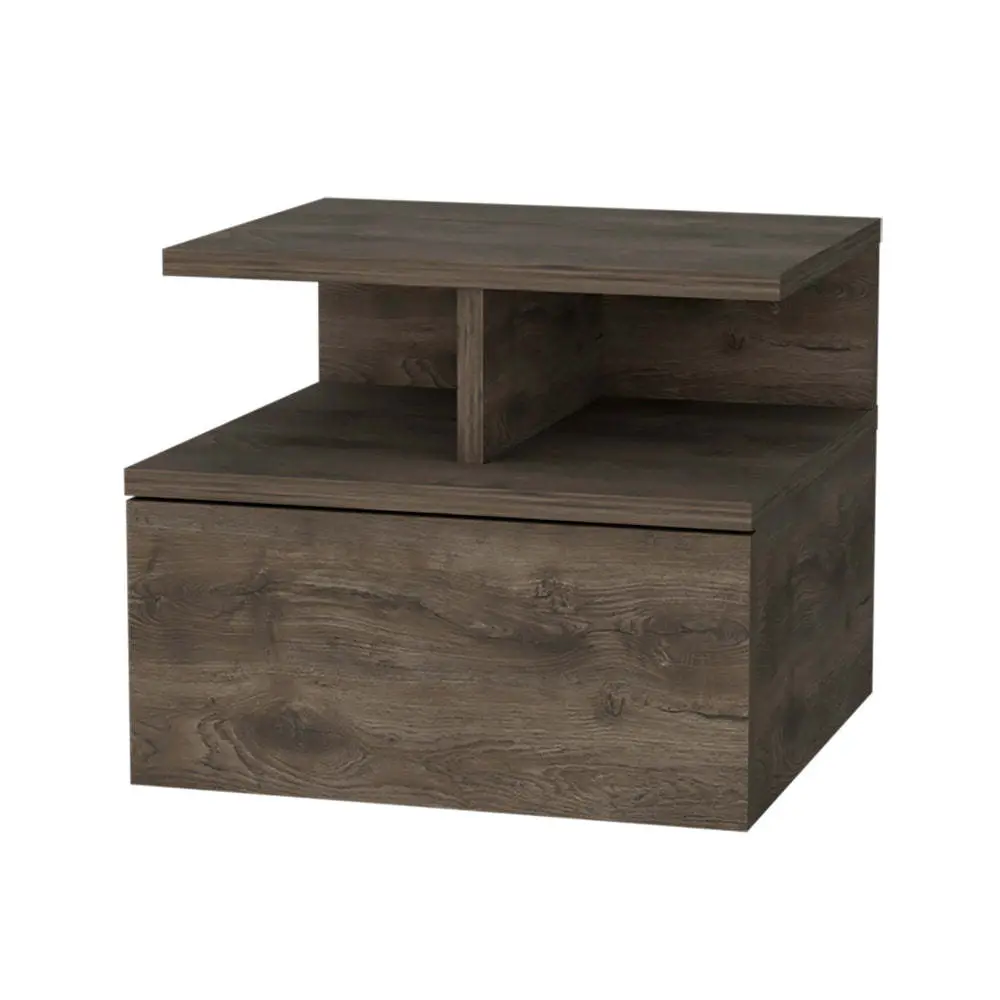 Carthage Nightstand 1 Drawer and 1 Open Storage Shelf - Wooden Leg Bedside Table fm furniture