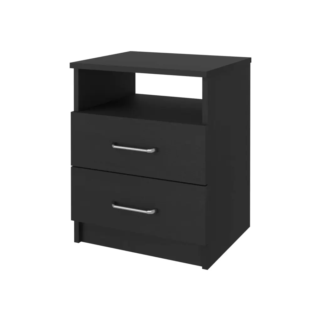 Oklahoma Nightstand Two Drawers and One Shelf White MDF fm furniture