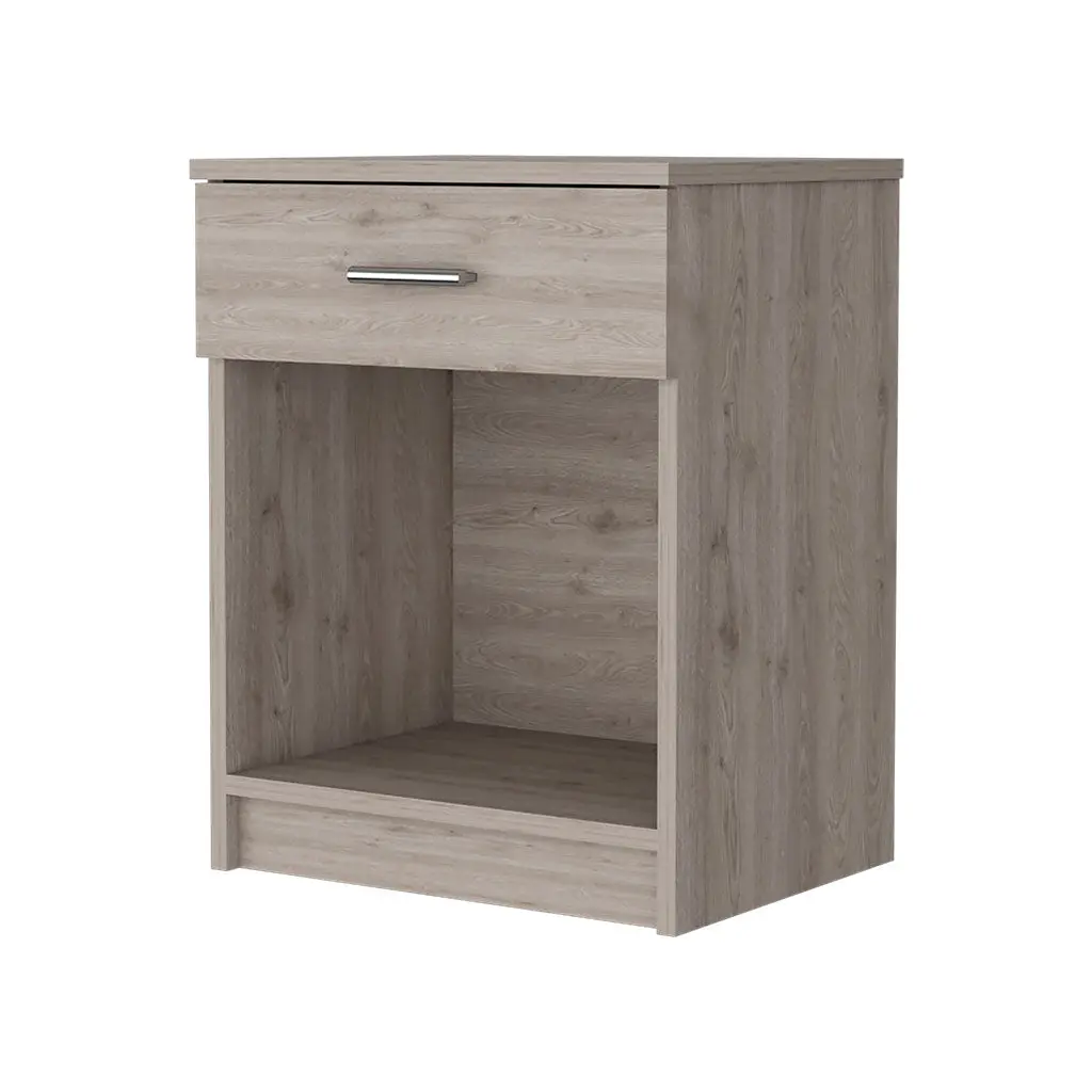 Pictor Nightstand One Drawer and Lower Shelf High-Quality Light Gray fm furniture