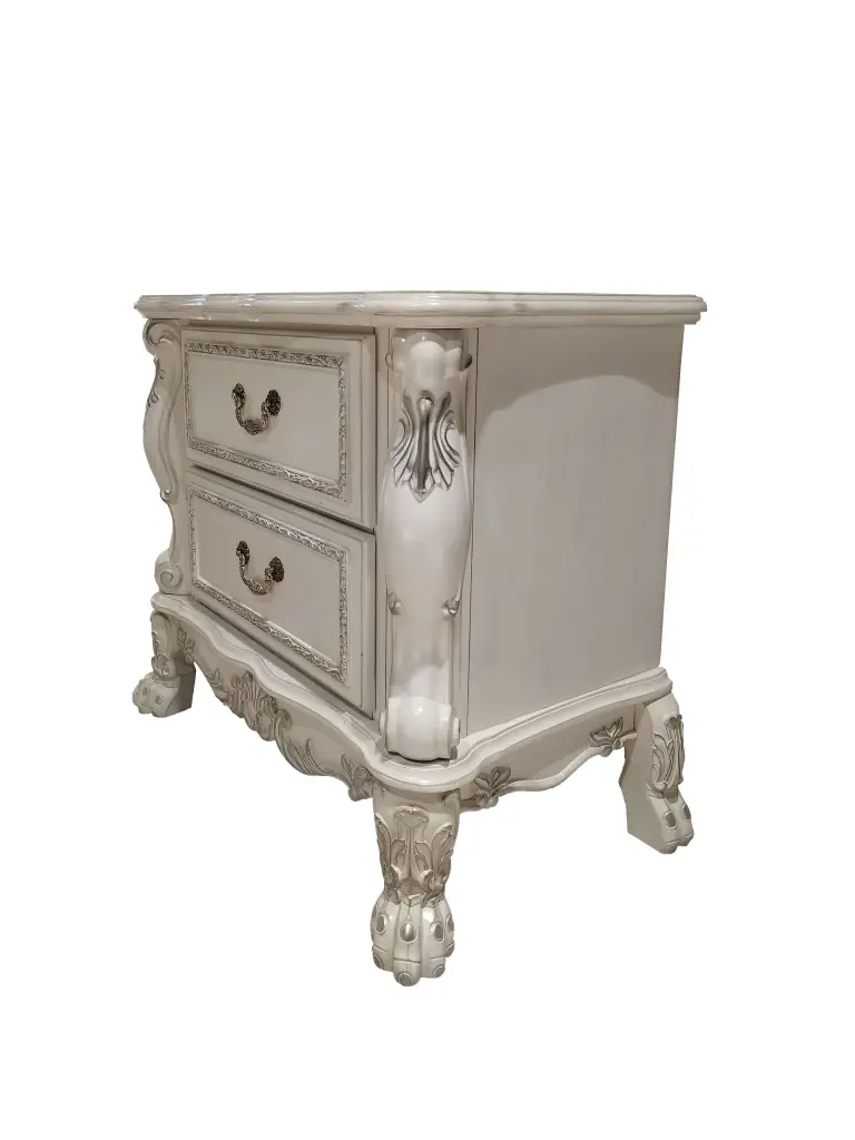 Bone White 2 Drawer Nightstand Rectangle Felt Bedroom Furniture furniture max