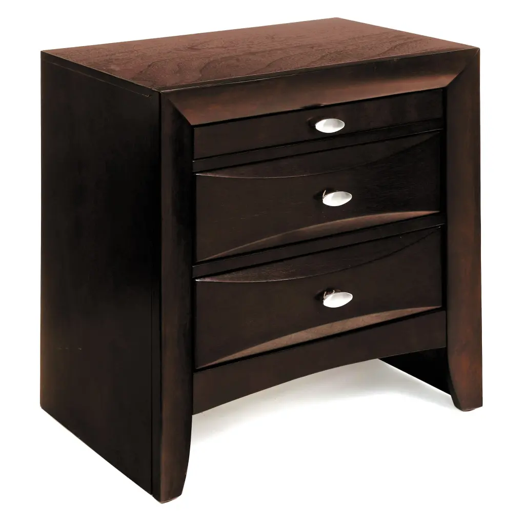 Espresso 2 Drawer Nightstand Bedroom Rectangle Contemporary Side Table furniture max