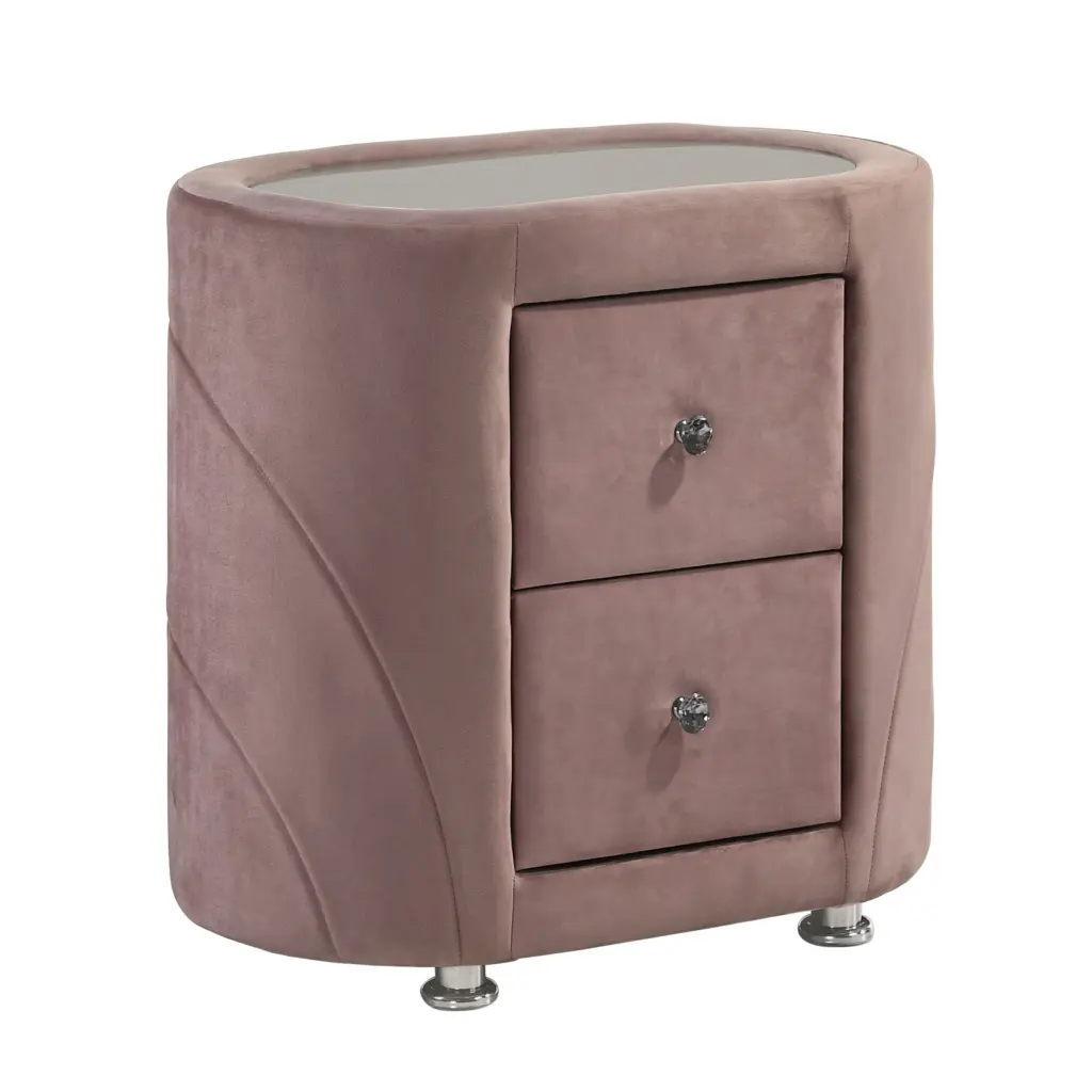 Pink Upholstered 2 Drawer Nightstand Bedroom Bedside Storage furniture max