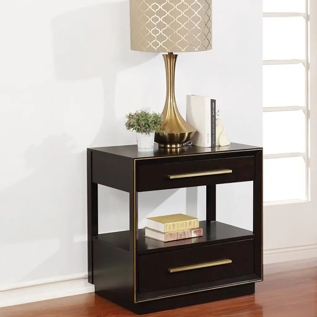 Smoked Peppercorn 2 Drawer Nightstand Brown Bedroom Dresser Compact Storage furniture max