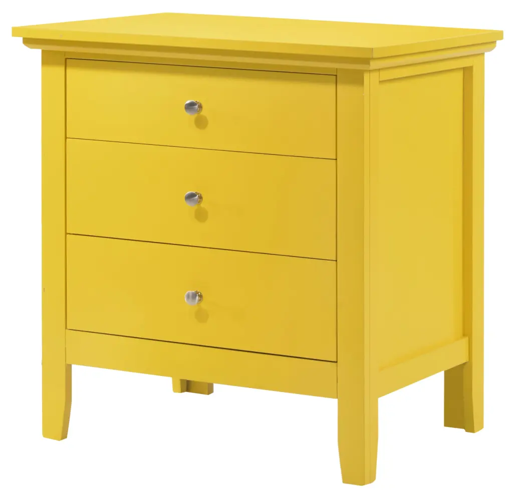 Hammond G5402 N 3 Drawer Nightstand Yellow Particle Board Bedside Table glory furniture
