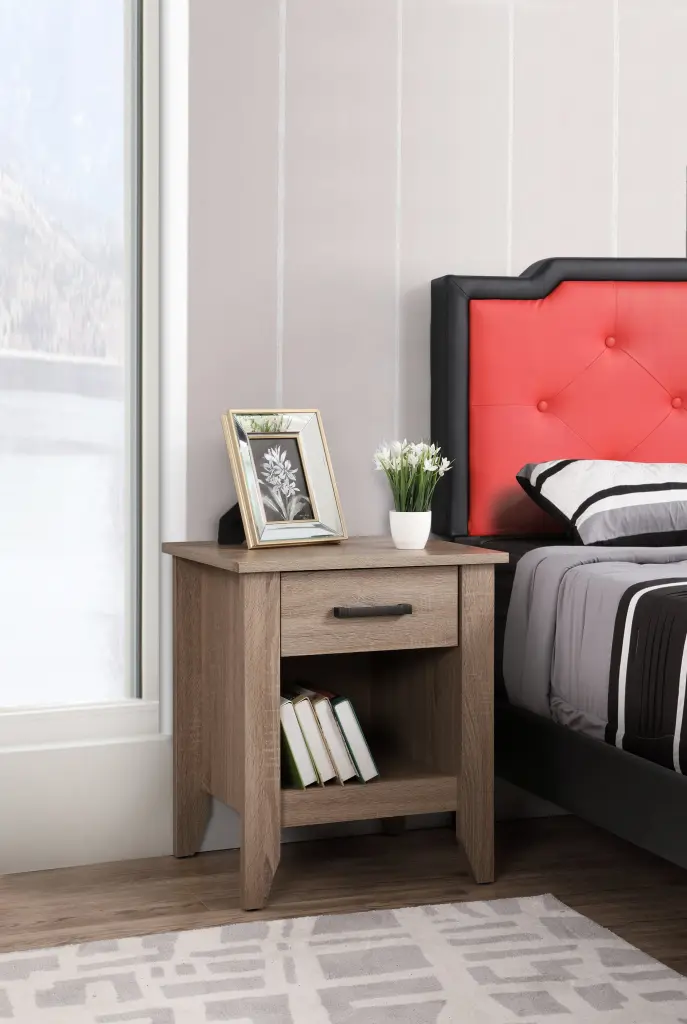 Lennox G054 N Nightstand Brown Particle Board Compact Design glory furniture