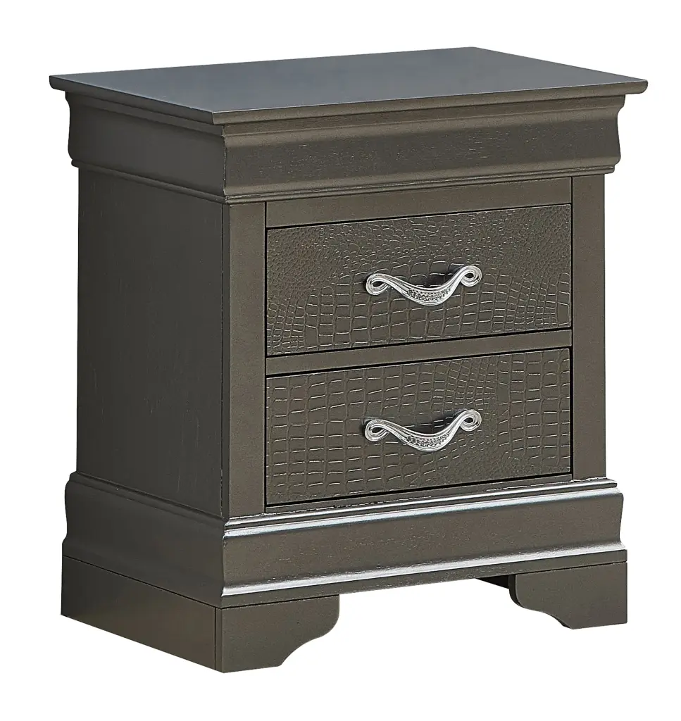 Lorana G6502 N Nightstand Metallic Black Particle Board glory furniture