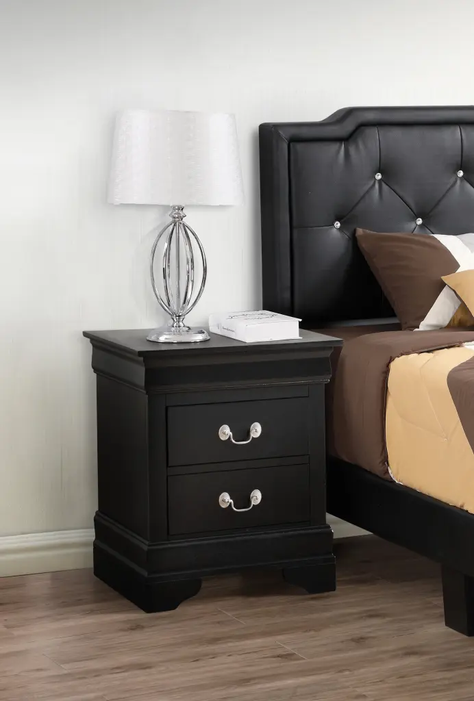 Louisphillipe G2150 N Nightstand Black Particle Board Bedside Table glory furniture