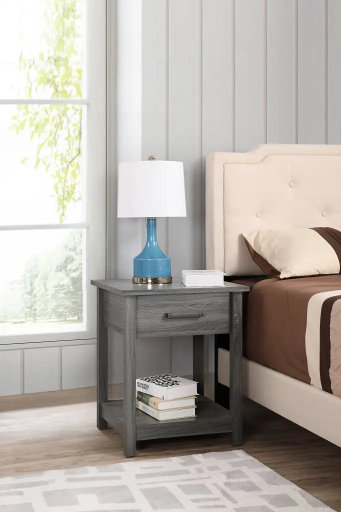 Salem G056 N Nightstand Gray Particle Board Bedside Table glory furniture